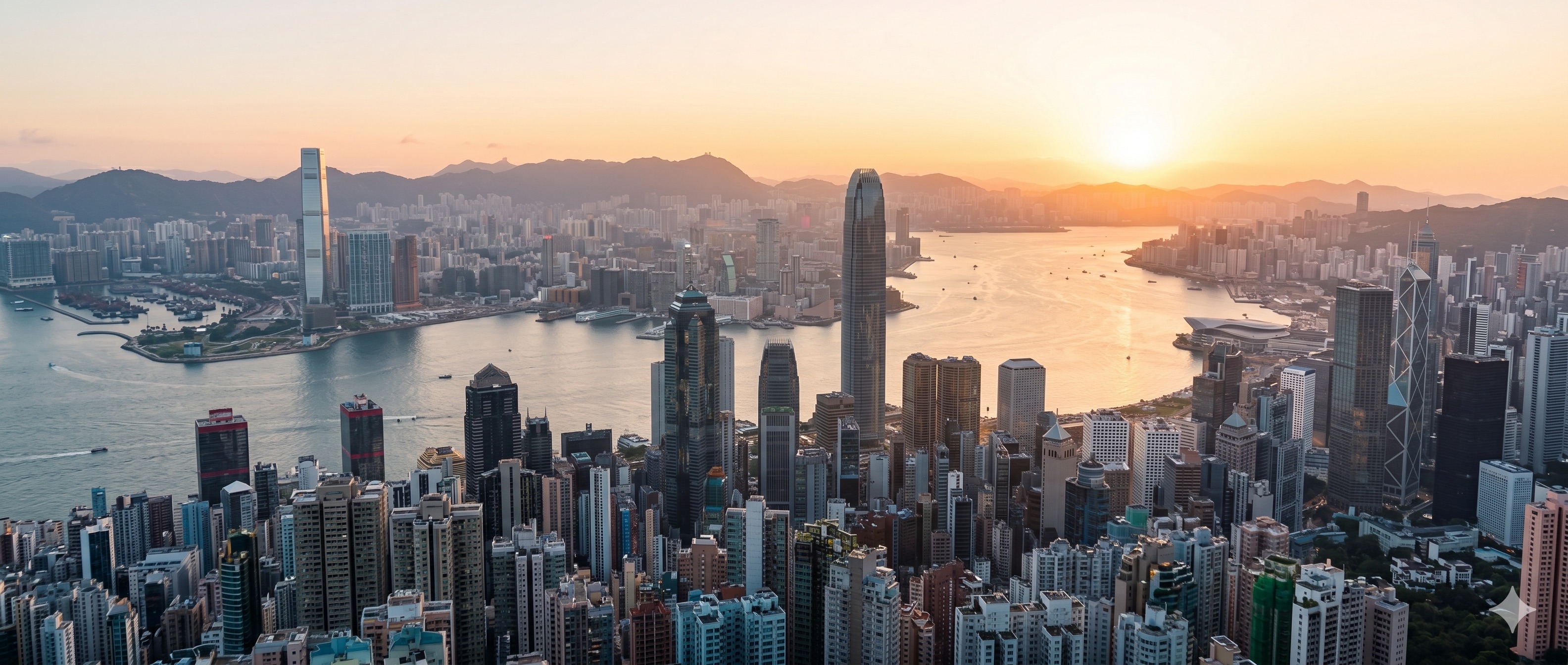 Hong Kong skyline at sunrise